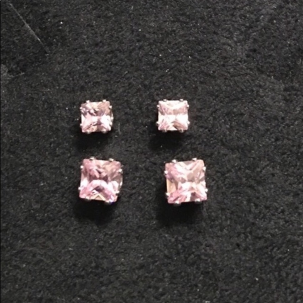 **SOLD**2 Pair Pink CZ Studs